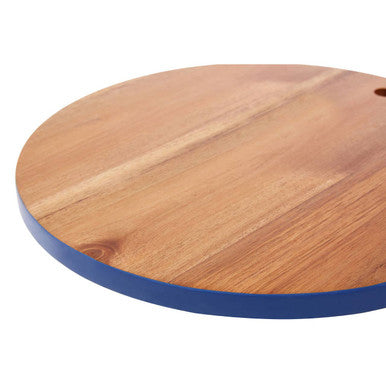 Round Acacia Chopping and Serving Board with Blue Edge | Socorro