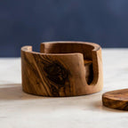 Set of 4 Olive Wood Round Coasters | Kora
