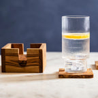 Set of 4 Olive Wood Square Coasters | Kora