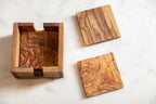Set of 4 Olive Wood Square Coasters | Kora