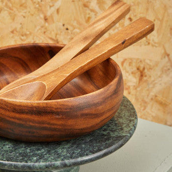Olive Wood Flat Salad Servers | Kora