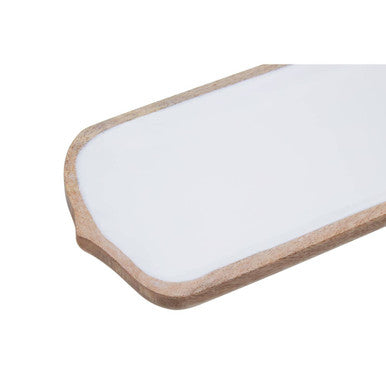 Mango Wood Paddle Serving Board with White Enamel | Kara