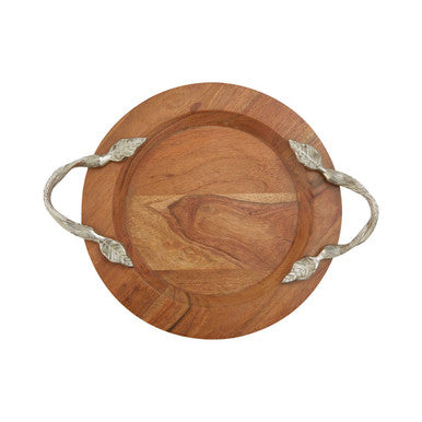 Acacia Wood Small Round Tray | Vine