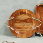 Acacia Wood Small Round Tray | Vine