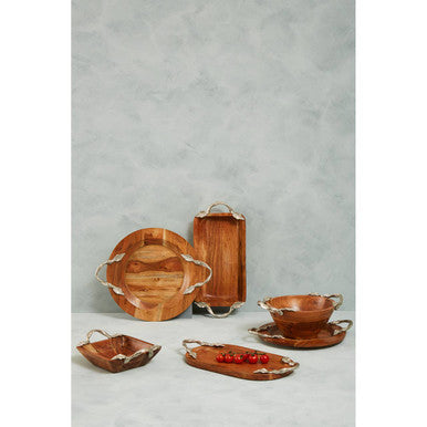 Large Acacia Wood Round Tray | Vine