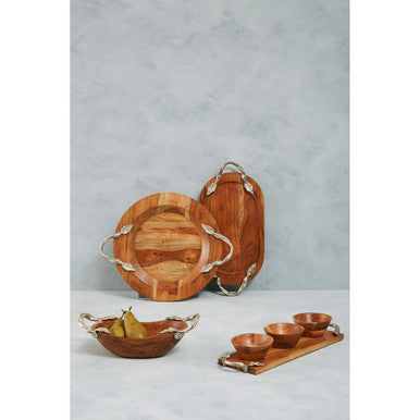 Large Acacia Wood Round Tray | Vine