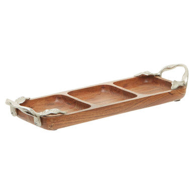 Vine  Acacia Wood 3 Section Serving Dish