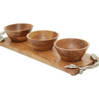 Acacia Wood Set of 3 Dip Bowls with Tray | Vine
