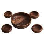 Five Piece Sheesham Wood Salad Bowl Set | Rosi