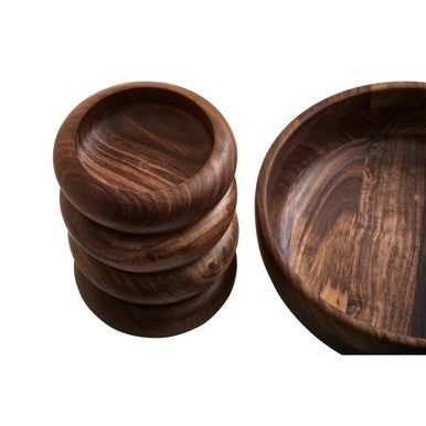 Five Piece Sheesham Wood Salad Bowl Set | Rosi