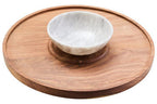 Acacia Wood and White Marble Chip and Dip Platter | Kora