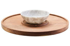 Acacia Wood and White Marble Chip and Dip Platter | Kora