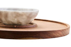 Acacia Wood and White Marble Chip and Dip Platter | Kora