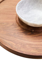 Acacia Wood and White Marble Chip and Dip Platter | Kora