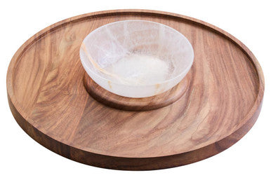 Acacia Wood and Onyx Chip and Dip Platter | Kora
