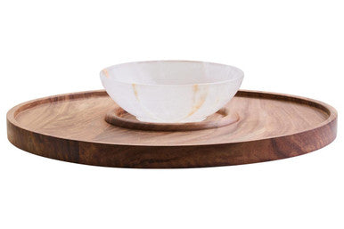 Acacia Wood and Onyx Chip and Dip Platter | Kora