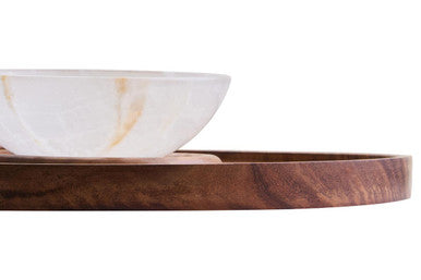 Acacia Wood and Onyx Chip and Dip Platter | Kora