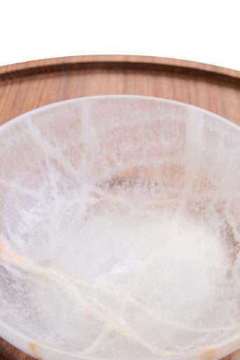 Acacia Wood and Onyx Chip and Dip Platter | Kora
