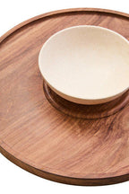 Acacia Wood and Cream Marble Chip and Dip Platter | Kora