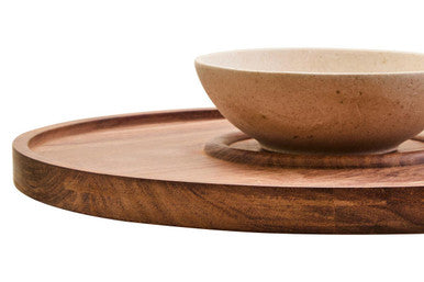Acacia Wood and Cream Marble Chip and Dip Platter | Kora