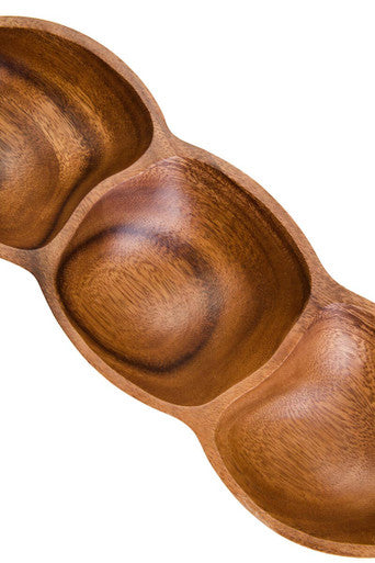 Acacia Wood Three Section Antipasti Dish | Kora
