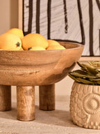 Mango Wood Serving or Fruit Bowl with Footed Base | Kara