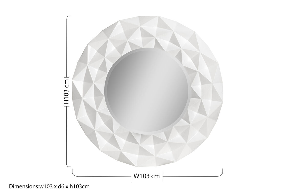 White High Gloss 3D Design Wall Mirror | Stockholm