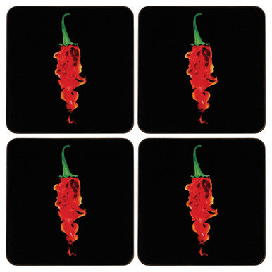 Set of Four Coasters | Flaming Chilli