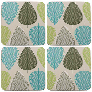 Set of Four Coasters | Green Leaf