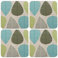 Set of Four Coasters | Green Leaf