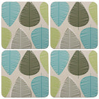 Set of Four Coasters | Green Leaf