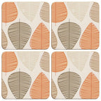 Set of Four Coasters | Orange Leaf