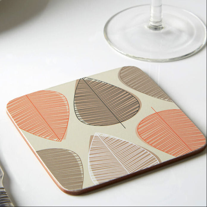 Set of Four Coasters | Orange Leaf