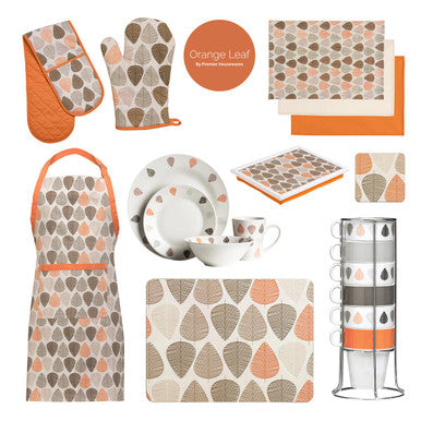 Set of Four Coasters | Orange Leaf