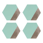 Set of 4 Leather Effect Dipped Jade and Silver Hexagon Placements | Geome