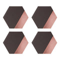 Geome Set of 4 Leather Effect Grey And Rose Gold Hexagon Placements