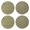 Set of 4 Leather Effect Black and Gold Deco Placements | Geome