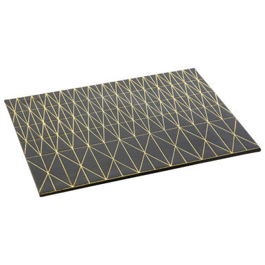 Set of 4 Leather Effect Black and Gold Prism Placemats | Geome