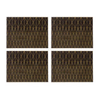 Set of 4 Leather Effect Black and Gold Prism Placemats | Geome