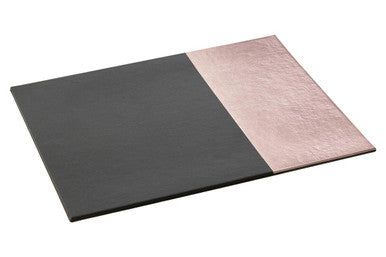 Set of 4 Leather Effect Black and Rose Gold Placemats | Geome
