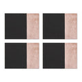 Set of 4 Leather Effect Black and Rose Gold Placemats | Geome