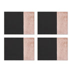 Set of 4 Leather Effect Black and Rose Gold Placemats | Geome