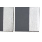 Set of 4 Leather Effect Grey and Silver Coasters | Geome