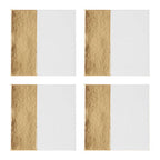 Set of 4 Square White and Gold Coasters | Geome
