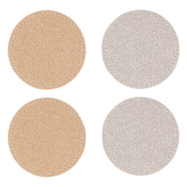 Set of 4 Reversible Gold and Silver Glitter Coasters | Geome