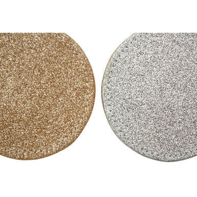 Set of 4 Reversible Gold and Silver Glitter Coasters | Geome