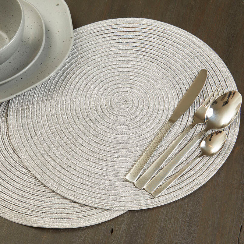 Round Silver Thread Woven Placemat |Alice