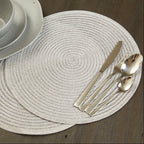 Round Silver Thread Woven Placemat |Alice