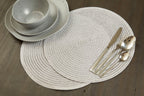 Round Silver Thread Woven Placemat |Alice