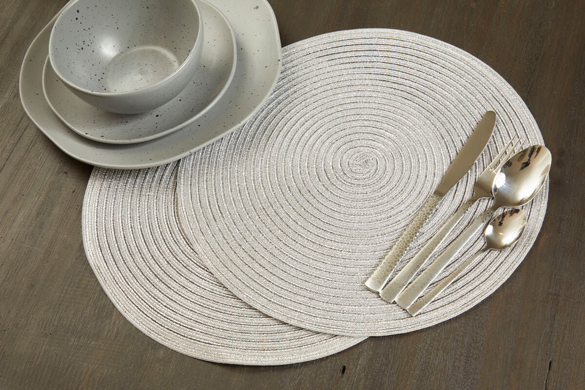 Round Silver Thread Woven Placemat |Alice